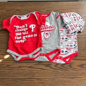 3 Phillies onesies (set) 3-6 mos Genuine MLB Merchandise